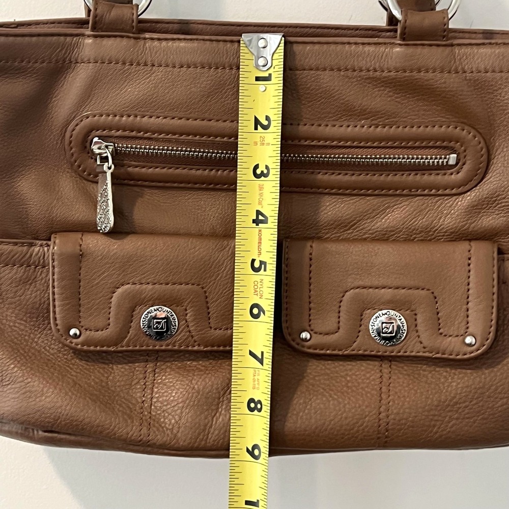 Stone Mountain Shoulder Bag Womens Medium Brown Leather Organizer Pockets Tote - Picture 12 of 16